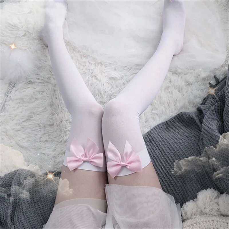 Sexy meias femininas arco rosa - Thigh High Sock Stay Up avaliação e preço