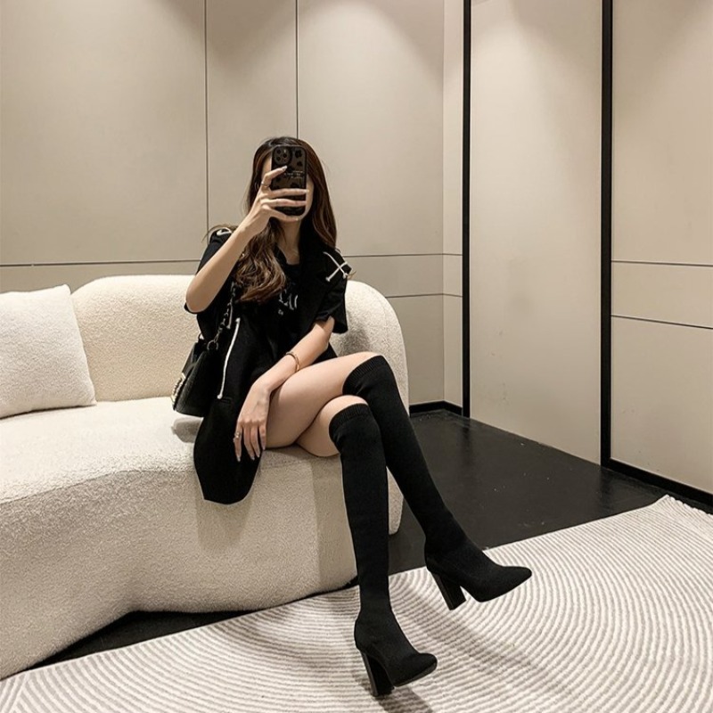 Botas Femininas Acima do Joelh - Knee High Sock Women avaliação e preço